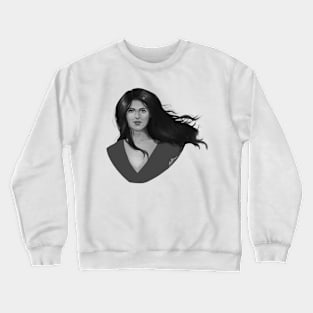 Woman painterly greyscale portrait Crewneck Sweatshirt